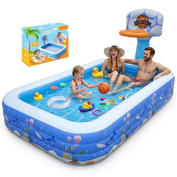 Mibote Inflatable Pool, 120" X 72" X 24" Oversized Family Inflatable Swimming Pool, for Outdoor, Garden, Backyard, Summer Water Party, Unisex