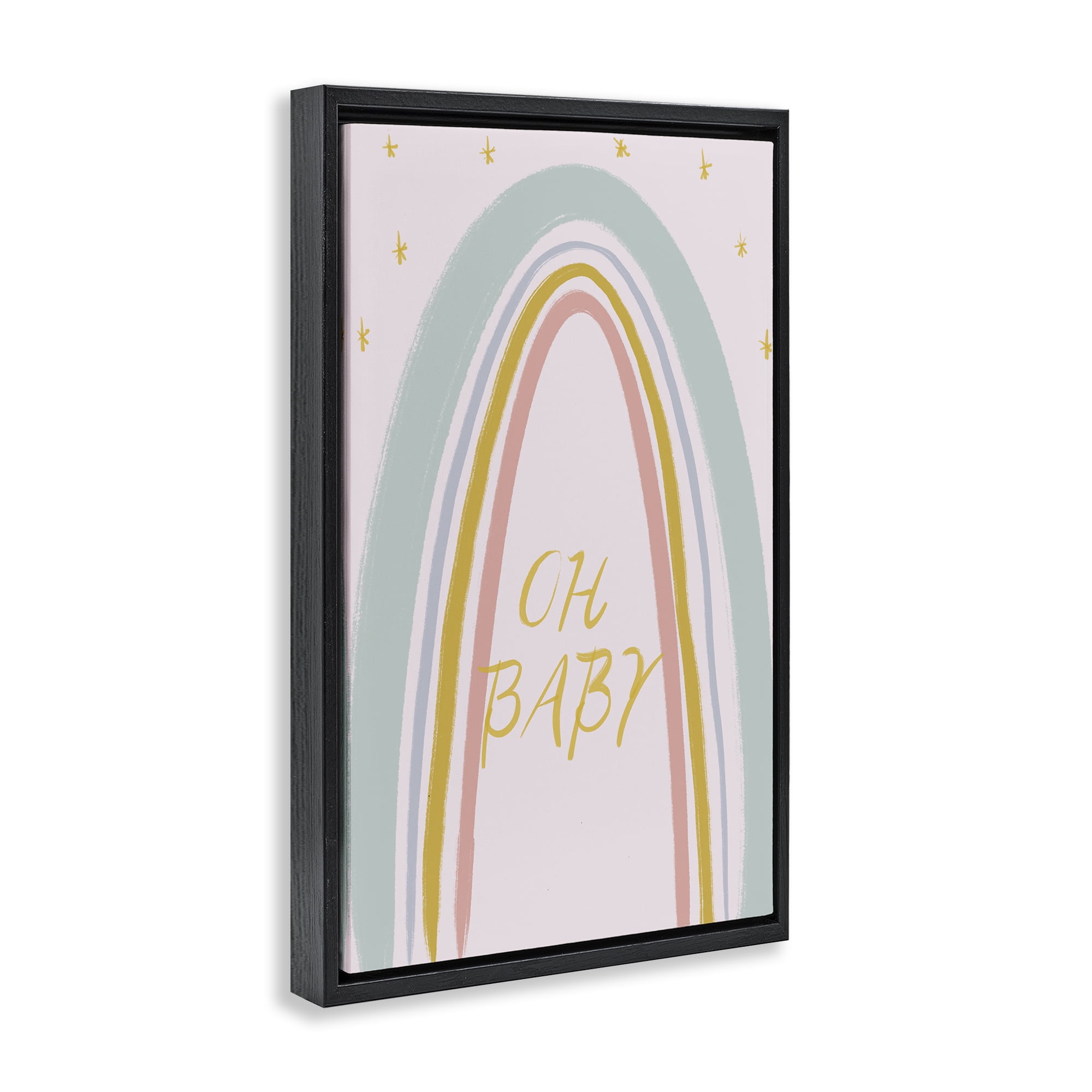 Stupell Industries Oh Baby Rainbow Black Framed Floater Canvas Wall Art, design by Lucille Price