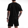 thumbnail image 3 of Men'S Quick Dry Breathable Athletic Tracksuits Short Sleeve T Shirt And Shorts Set For Summer Running Workout And Gym Training,Black,XXXL, 3 of 8