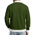 thumbnail image 6 of Men's Fake Two Piece Long Sleeve Sweatshirt, V Neck Waffle Texture, Solid Loose Fit, Daily Layering Outer Top For Male, 6 of 8