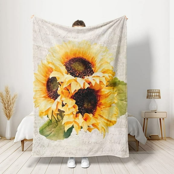 Sunflower Blanket - 80 X 60'''' Soft Sunflower Throw Blanket Gift - Soft Fleece Plush Sunflower Blankets for Women - Throw Sunflower Blankets for Bed, Sofa - Sunflower Gifts