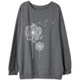 thumbnail image 2 of New Fashion Women's Autumn and Winter Solid Color Dandelion Printed Top Round Neck Long Sleeve Casual Loose Sweater, 2 of 5