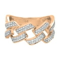 thumbnail image 2 of Dazzlingrock Collection Round White Diamond Out Bling Cuban Link Band Ring for Women (0.42 ctw, Color I-J, Clarity I1-I2) in 18K Rose Gold, Size 10, 2 of 5
