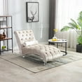 thumbnail image 2 of MAYEERTY Velvet Chaise Lounge Indoor,Button-Tufted Upholstered Chaise Lounge Chair with Pillow for Bedroom Living Room Office，Beige Velvet, 2 of 5