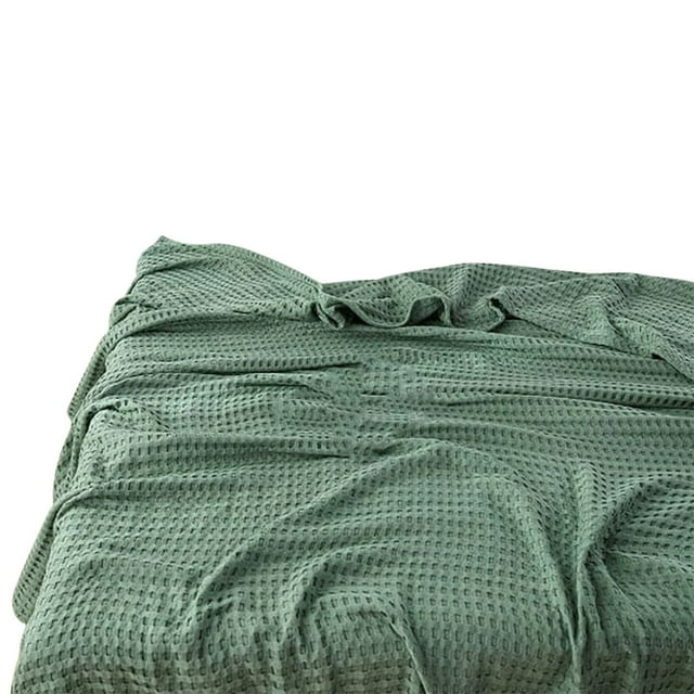 Wearable Heated Blanket Weighted Blanket Cotton Weave Blanket Size Lightweight Washed Cotton Blanket For Spring & Summer 78.74"x59.05" Soft Woven And Breathable Blanket For Bed Sofa Home Decor Green