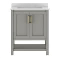 thumbnail image 6 of Emma + Oliver 30 Inch Bathroom Vanity, Single Sink Cabinet with 2 Soft Close Doors and Open Shelf, Carrara Marble Finish Countertop, Gray with Gold Hardware, 6 of 7