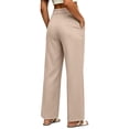 thumbnail image 5 of Sahpxhe Work Pants for Women High Elastic Waist Wide Leg Lightweight Dress Pants Casual Loose Business Office Trousers Khaki XL, 5 of 7
