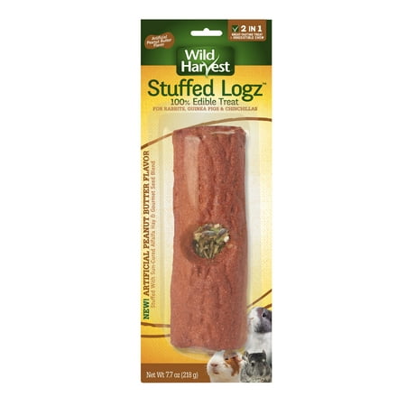 Wild Harvest Stuffed Logz 1 Count  Edible Treat For Rabbits  Guinea Pigs And Chinchillas  Artificial Peanut Butter Flavor