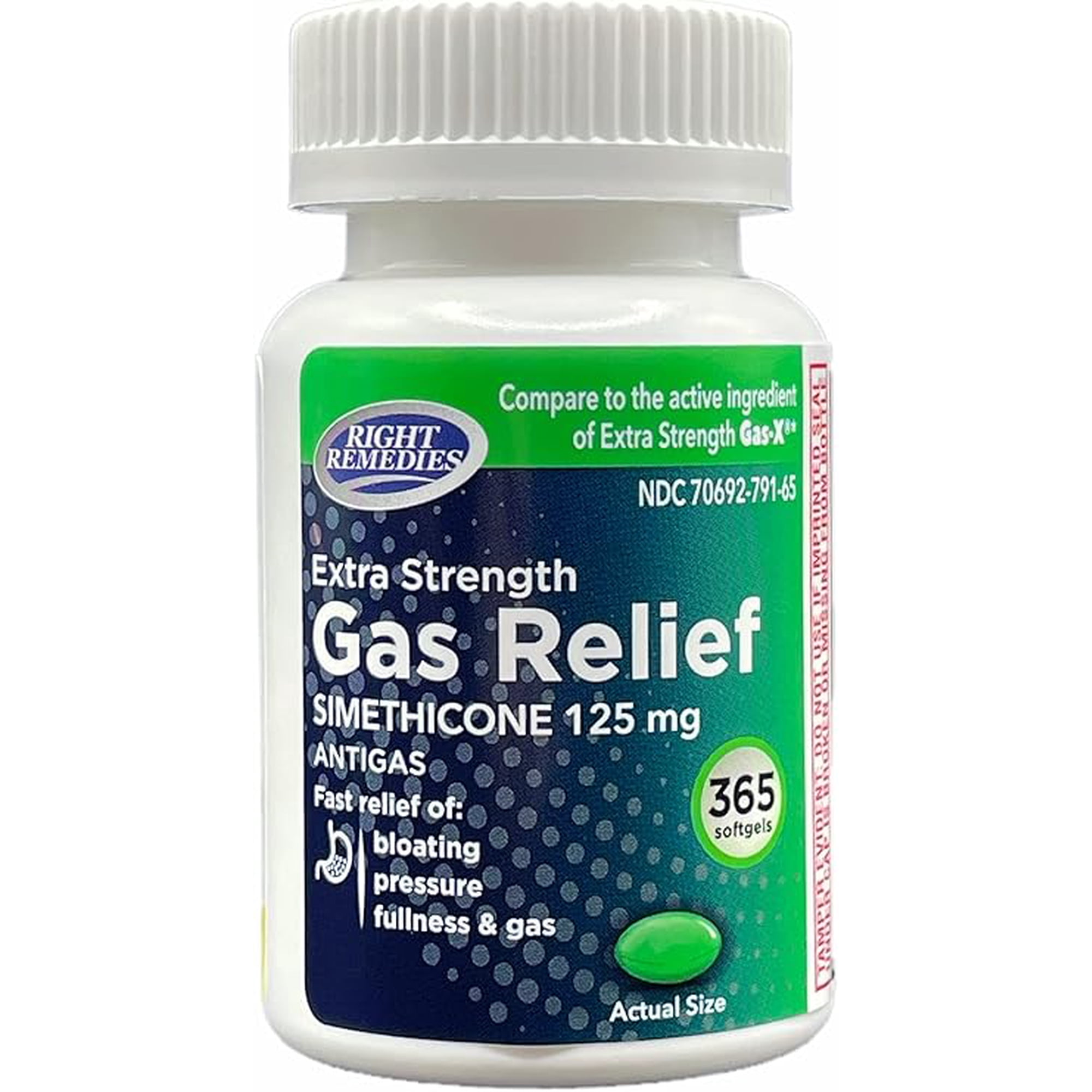 Gas Relief Extra Strength, 125mg Simethicone (365 Softgels), Fast Relief from Gas, Bloating, Fullness, Painful discomfort, Compare to Gas-X Extra Strength Active Ingredient