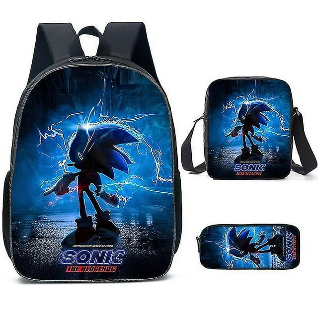 Sonic Primary School School Bag Three-piece Set Anime Cartoon Backpack Shoulder Bag Pencil Case High Quality Ultra-high Quality Advanced Customization