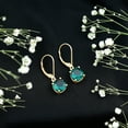 thumbnail image 3 of Rosec Jewels Cushion Shaped Created Green Sapphire Solitaire Drop Earrings for Women - 8 mm - AAA Quality - Lever Back, 10K Yellow Gold, 3 of 7