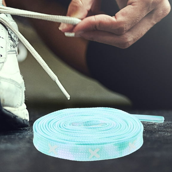 MUSEYA 1 Pair Sports Shoes Shoelaces Mint Green Cloth Tie Dye Heart Pattern Glowing in the Dark Men Women