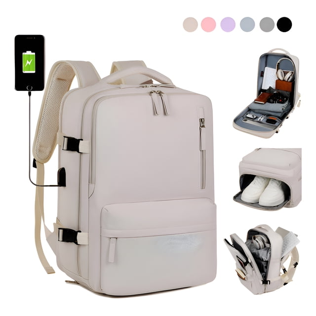 Large Waterproof Travel Hiking Backpack with Interf Beige Lisa