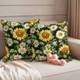 thumbnail image 2 of Vintage Sunflower Pillow Covers 2 Pack Country White Yellow Floral Green Leaf Pillowcase Waterproof Outdoor Throw Pillow Cover for Patio Garden Square Cushion 24”x24”, 2 of 9