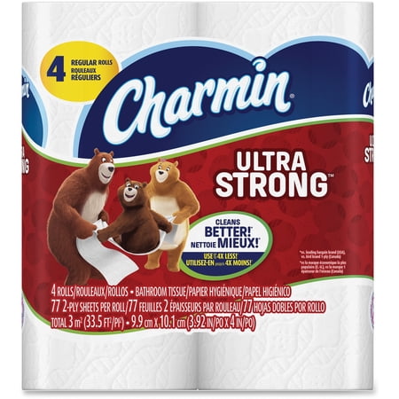 Charmin Ultra Strong Bathroom Tissue, 2-Ply, 4 x 3.92, 77 Sheets/Roll, 4 RL/PK, 24 PK/CT