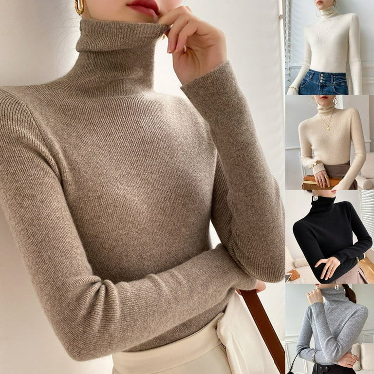 海外から輸入 Women Autumn Winter Turtleneck Sweater Long Sleeve Slim Clothing