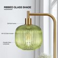 thumbnail image 3 of Glass Floor Lamp for Living Room, Modern Standing Lamp with Ribbed Glass Lampshade Pedal Switch, 67” Tall Lamp for Bedroom Study Room, Brushed Gold (2700K LED Bulb Included), 3 of 7