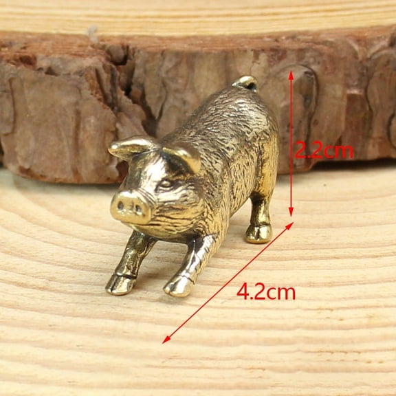 (Pig) Antique Miniature Animal Ornaments Figurines Vintage Brass Mini Animals Statue Desk Ornaments Home Feng Shui Decor Crafts