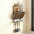 thumbnail image 4 of Wall-Mounted Rack, No-Drill Pot Lid Holder, Adhesive Mount Kitchen Organizer with Removable Tray, for Lids Cutting Boards Pans, Space Saving Storage Solution, Gray Iron Construction, for Home Cooks, 4 of 7