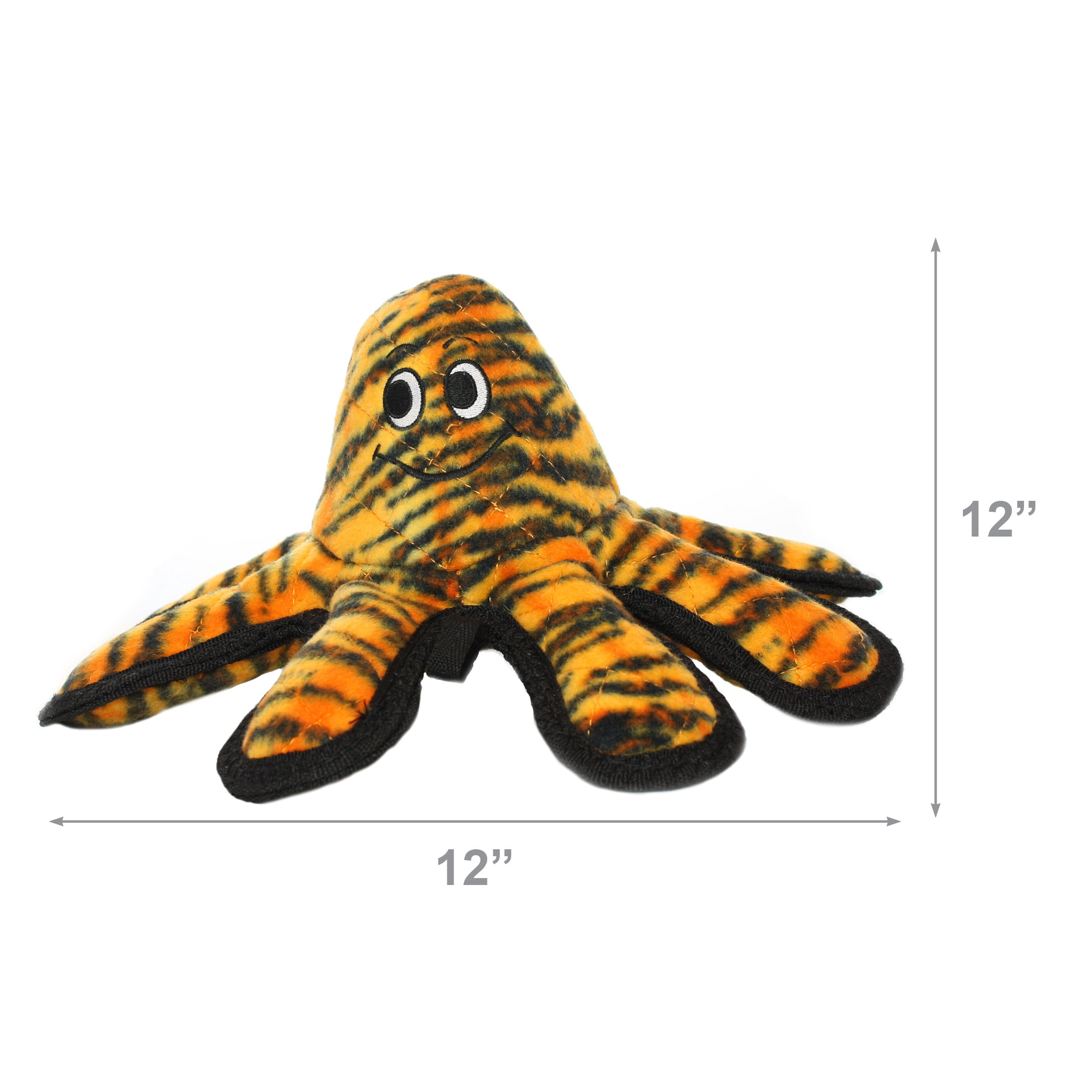 Tuffy Mega Small Octopus, Tiger, Durable Plush Dog Toy