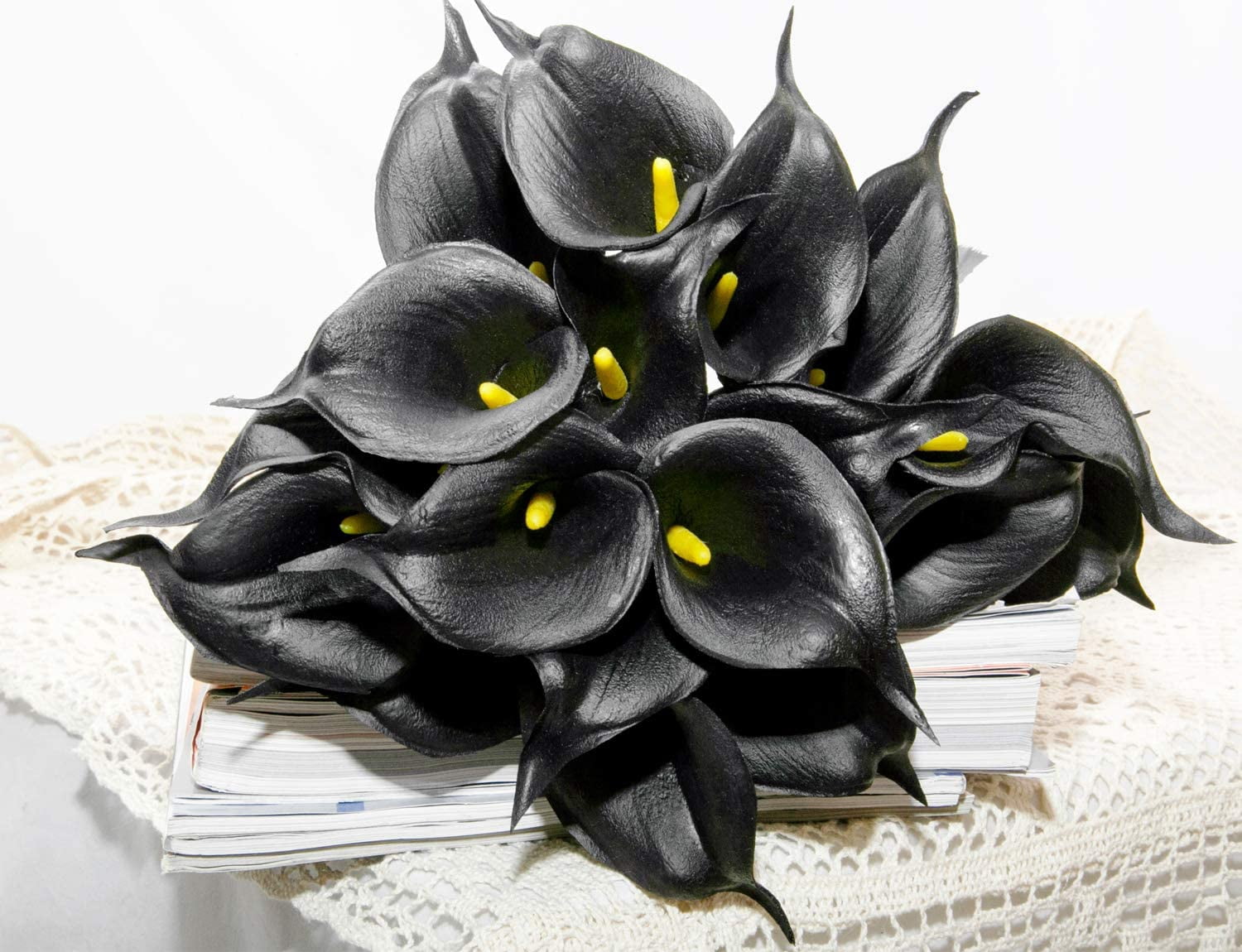 20Pcs Artificial Calla Lily Flower Real Touch Latex Flowers for DIY Wedding Bouquet Party Home Decor (Pure White)