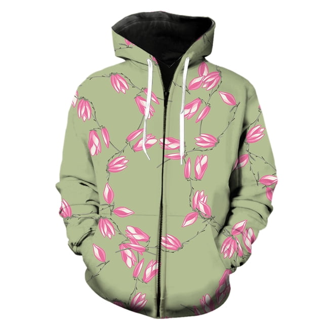 Sudadera con capucha y cremallera para hombre, diseño de flores de magnolia, divertida y genial, con estampado 3D extragrande, ideal para adolescentes, estilo hip hop, primavera y moda Harajuku.