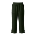 thumbnail image 6 of ClodeEU Women's Linen Blend Capri Pants,Casual Rolled Cuff Cropped Pants with Pockets Army Green,Women's Plus L, 6 of 9