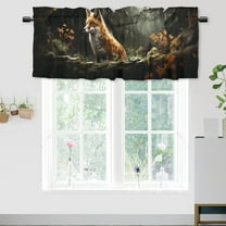 Fox Curtain Valances for Kitchen Windows Wild Animals Autumn Forest Trees Maple Leaves Nature Privacy Decorative Rod Pocket Short Window Valance Curtains 54 by 18 in, 1 Panel