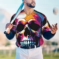 thumbnail image 5 of Rateoe Colorful Skull Pattern Men’s Baseball Short Sleeve Polo Shirt, Midweight Men's Shirt Golf Shirt Polo Shirts Quick Dry Short-Medium, 5 of 7