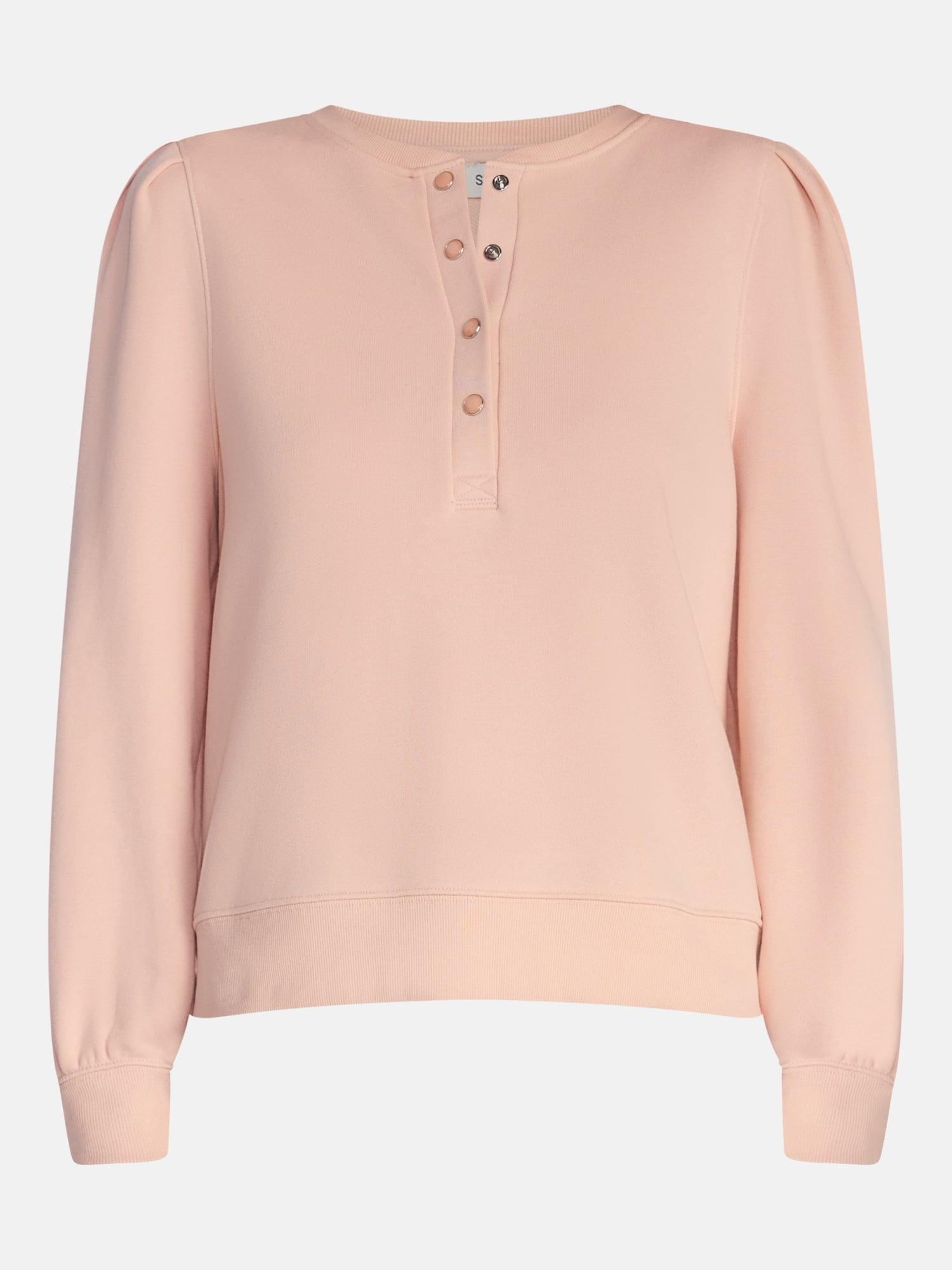 Scenario Women's Henley Sweatshirt with Long Sleeves, Sizes XS-XXXL