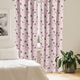 thumbnail image 3 of Ambesonne Floral 4-Panel Curtains, Soft Toned Flowers Graphic, 56"x84", Fern Green Pale Pink, 3 of 4
