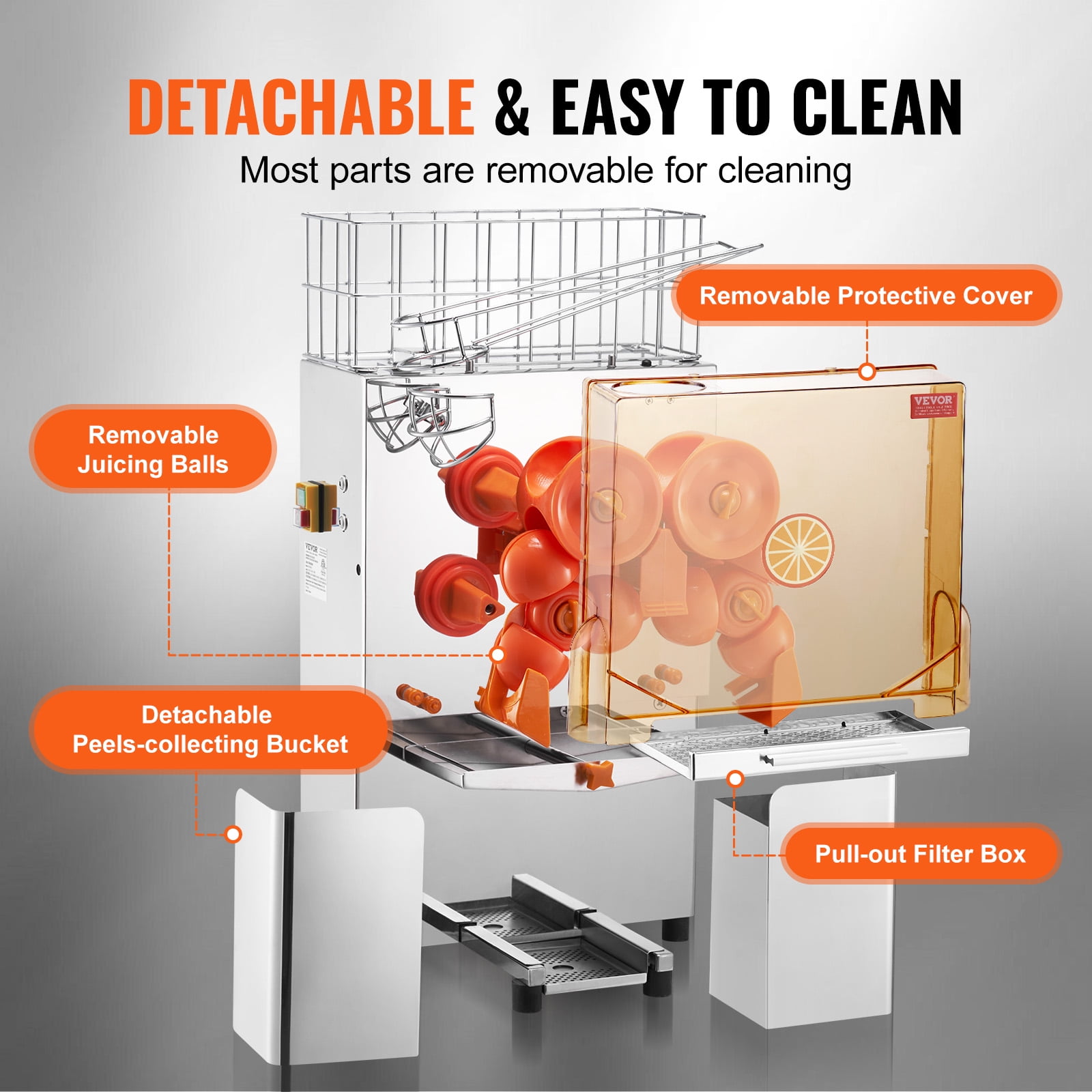 KFFKFF Commercial Orange Juicer Machine 120W Juice Squeezer Extractor Filter Box