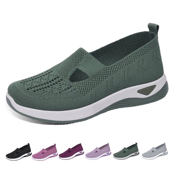 TKFASHION Woven Breathable Soft Orthopedic Shoes for Women Go Walking Slip On Diabetic Foam Sneaker Casual Arch Support Shoes