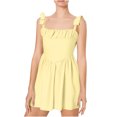 thumbnail image 2 of Bnwani Summer Dresses for Women,Womens Dresses,Ruched,Square Neck,Tie,High Waist,Yellow,XL, 2 of 6