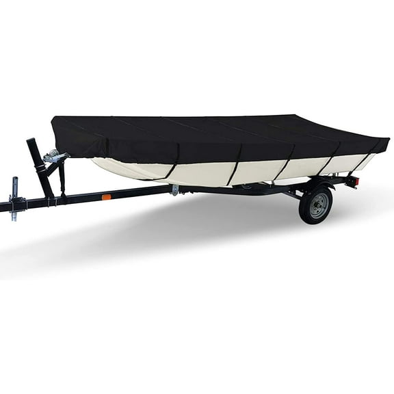 PET-U 600D 12FT-18FT Marine Grade Heavy Duty Trailerable Boat Cover Replacement for Jon Boat