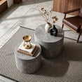 thumbnail image 2 of Nesting Coffee Table Set of 2 Round Wooden Tables - Modern Stone Gray, 2 of 9