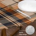 thumbnail image 6 of Round Table Cover 55-60 Inch Orange Blue Checkered Waterproof Reusable Table Cloth Round Fitted Vinyl Tablecloth with Elastic Edged for Parties Outdoors, Fall Farmhouse Buffalo Plaid, 6 of 7