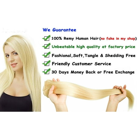 Wash Human Hair Extensions (FLORATA Remy/Virgin Human Clip in Hair Extensions Full Head 8 Piece 18 Clips 80 grams Best Qulity For woman 100% Human Hair)