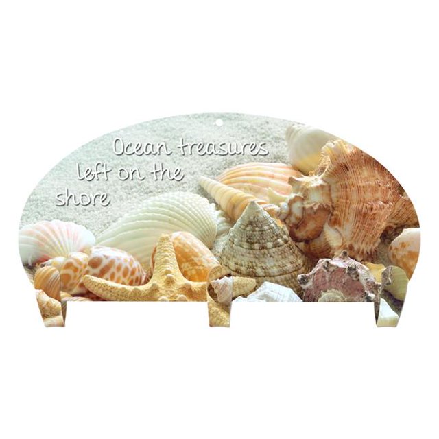 Next Innovations 101411002-SEASHELLS 15 x 10 in. Seashells Three Hook Wall Mounted Coat Rack