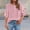 Pink, variant on SEMPAI 3/4 Length Sleeve Womens Tops Dressy Casual Crew Neck Embroidered Summer Top Pleated T-Shirts Loose Fit Work Blouses