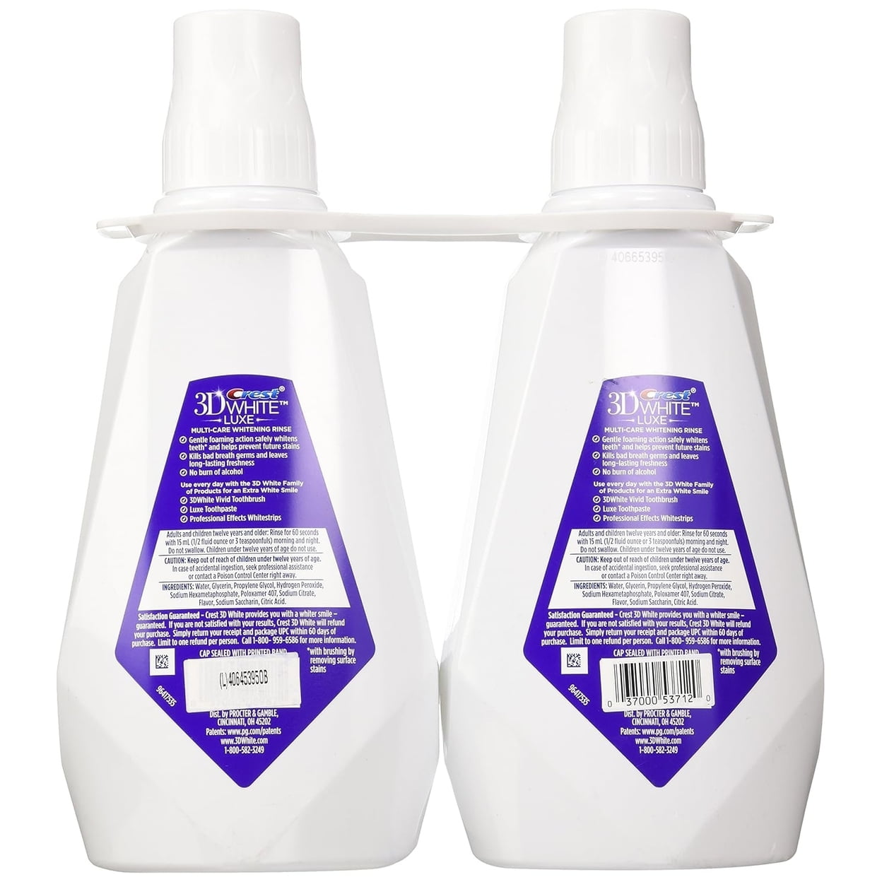 Crest 3D White Glamorous White Mouthwash, Clean Whitening, Multi-Care Whitening Mouthwash, Radiant Mint, 946 ml (32 FL OZ) - 2 Pack