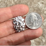 Real 925 Sterling Silver Nugget Ring Heavy Solid Hip Hop Ring For Men Size 10