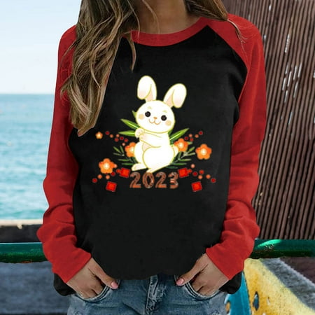 

Zedker Fall Shirts for Women 2022 Women Shirts and Blouses 2023 Women s New Year Autumn and Winter Print Casual Long Sleeve Crew Neck Shirt