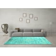 thumbnail image 3 of Ahgly Company Machine Washable Indoor Round Abstract Turquoise Blue Contemporary Area Rugs, 7' Round, 3 of 4