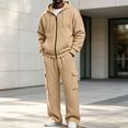 thumbnail image 6 of Ceisia Men's 2 Piece Tracksuit Full Zip Hooded Jacket And Elastic Waist Cargo Pocket Jogger Pants Casual Sweatsuit Set Gift, 6 of 9