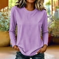 thumbnail image 6 of Shrysg Women's Long Sleeve T-Shirt Vertical Striped Crewneck Slim Fit Tops Soft Stretchy Basic Layering Tees Purple, 6 of 6