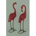 thumbnail image 3 of Set of 2 Decorative Metal Pink Flamingo Yard Statues, 3 of 3