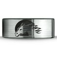 thumbnail image 2 of Tungsten Horse Horses Equestrian Equine Equidae Band Ring 8mm Men Women Comfort Fit Brushed Gray Flat Cut Black Polished, 2 of 4
