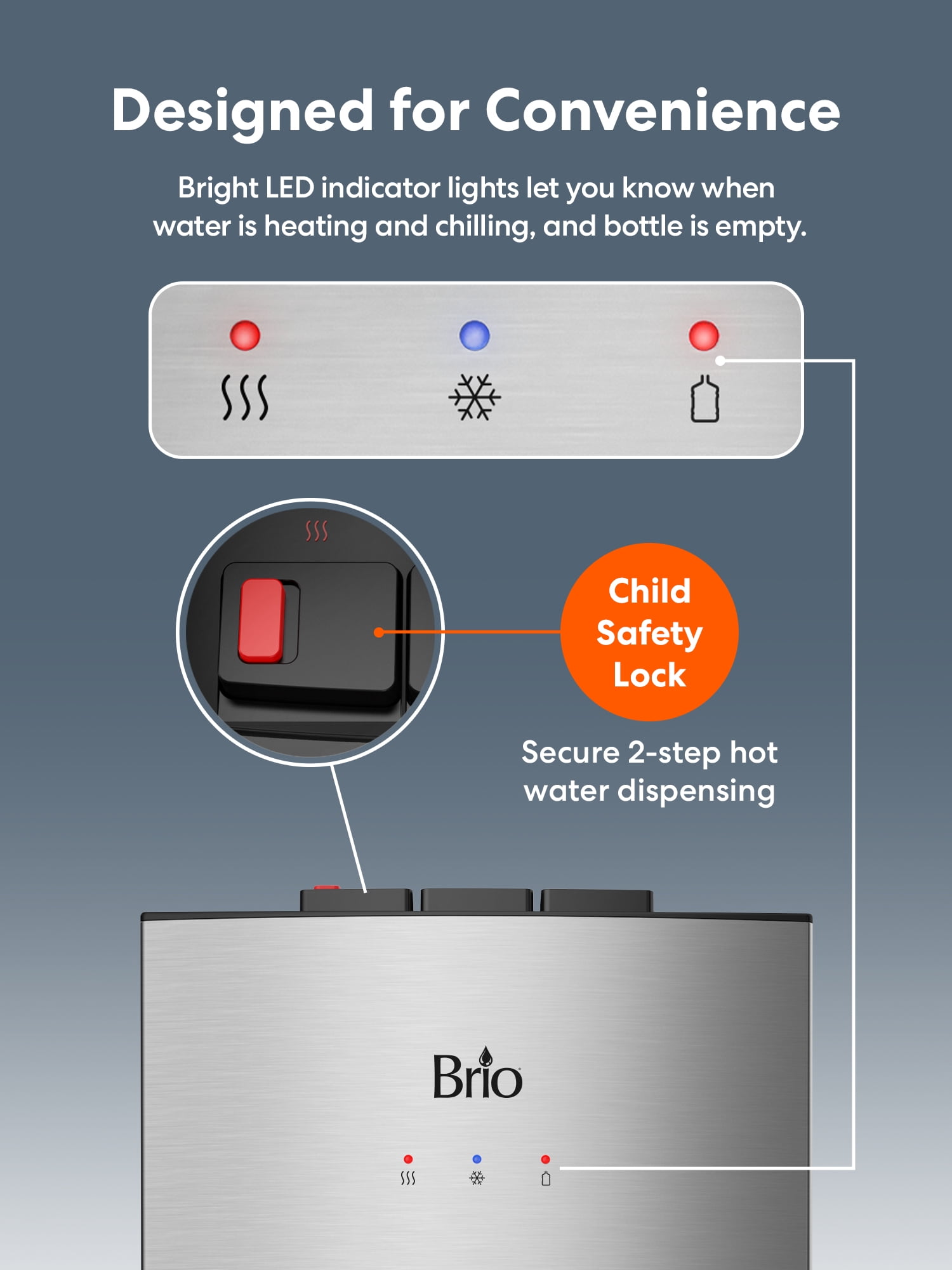 Brio 530 Stainless Steel Energy Saver 5 gal Bottom Loading Water Cooler