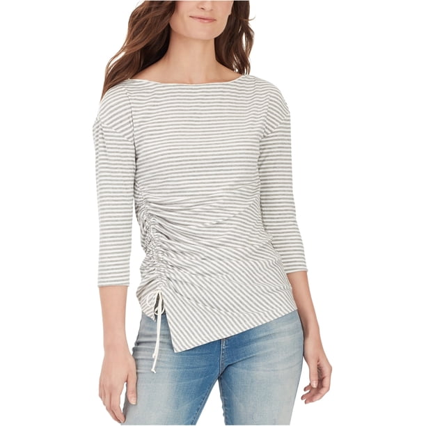 Playera gráfica a rayas fruncidas William Rast para mujer blanco XS